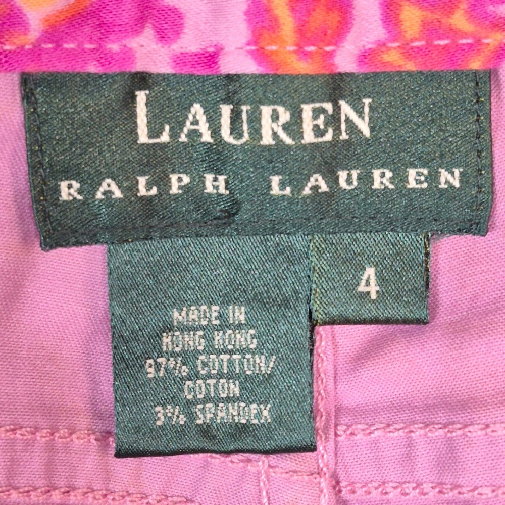 Vintage Y2K Lauren Ralph Lauren pink orange paisley floral straight leg pants 4 - Picture 5 of 11